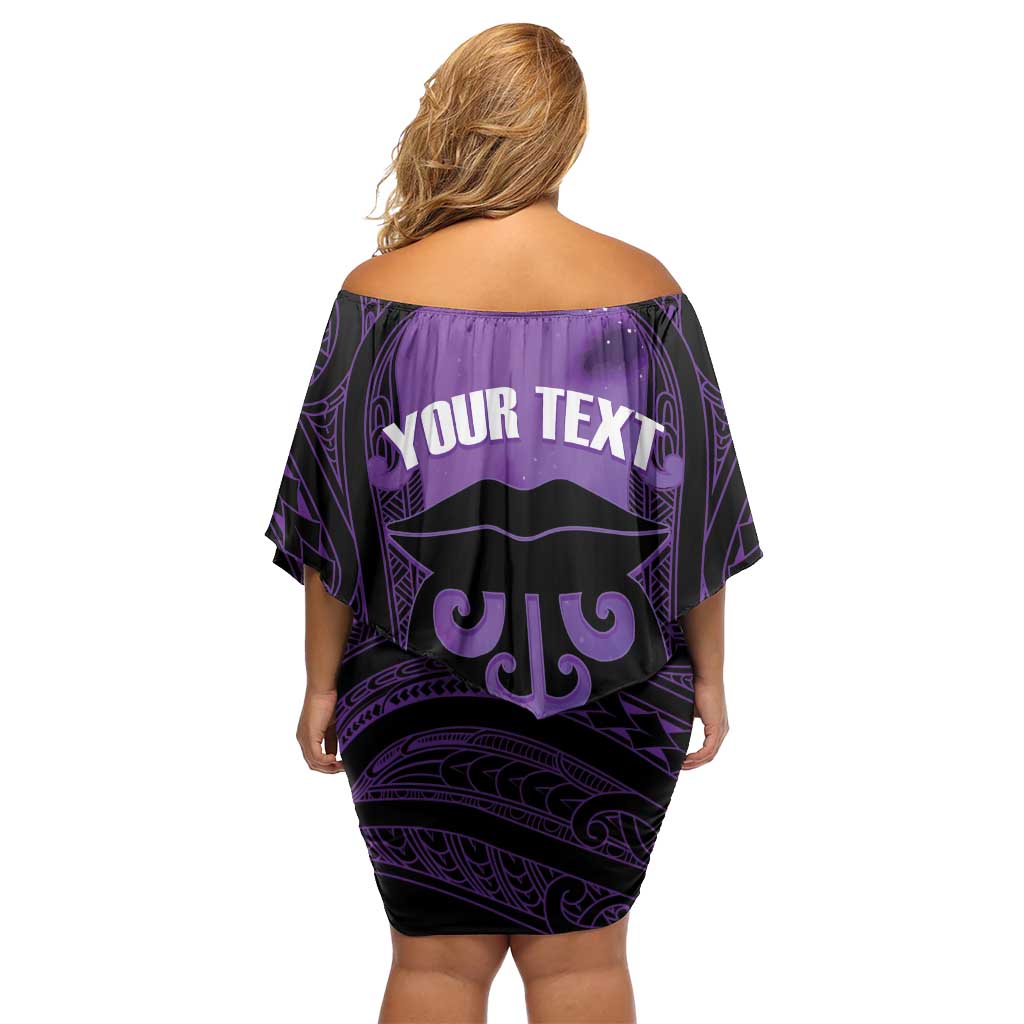 Personalised New Zealand Suffrage Day Off Shoulder Short Dress Maori Tattoo Galaxy Vibe - Polynesian Pride