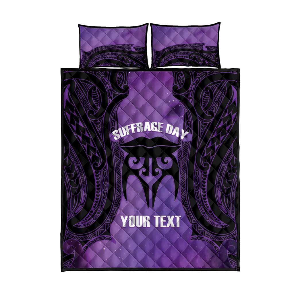 Personalised New Zealand Suffrage Day Quilt Bed Set Maori Tattoo Galaxy Vibe - Polynesian Pride