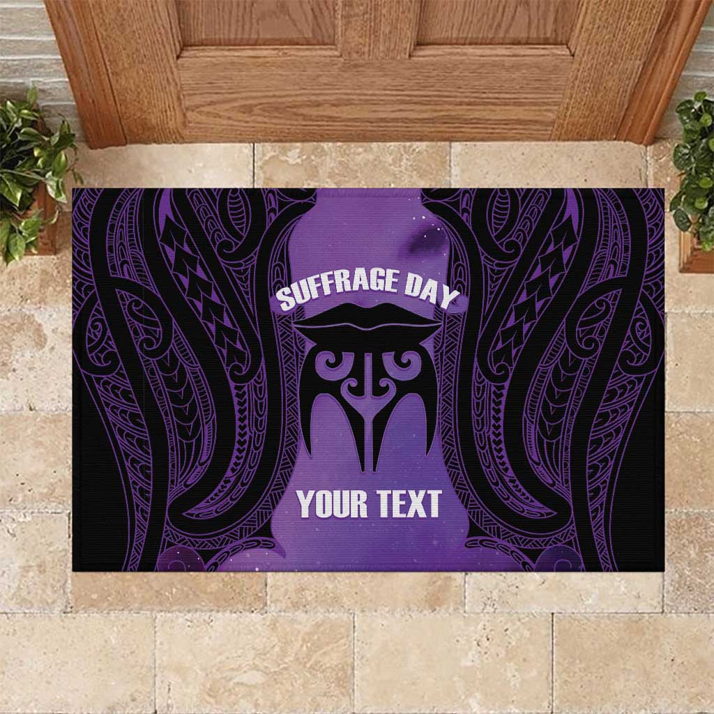 Personalised New Zealand Suffrage Day Rubber Doormat Maori Tattoo Galaxy Vibe LT14 Purple - Polynesian Pride