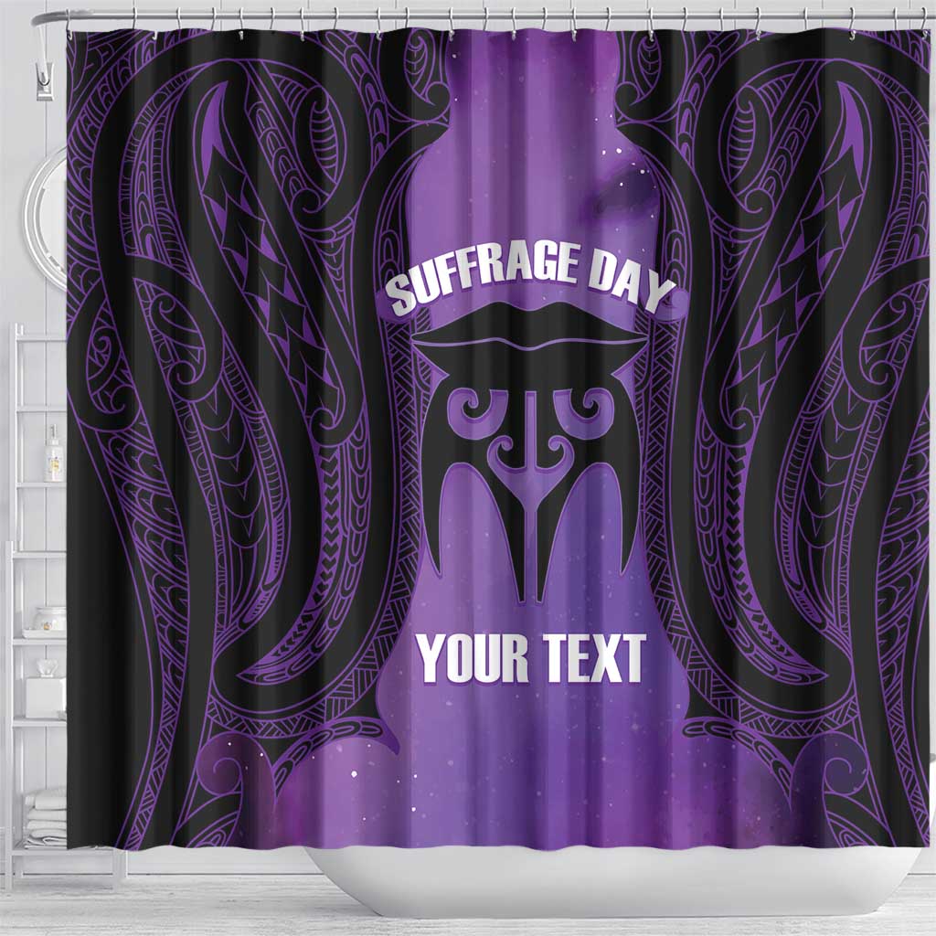 Personalised New Zealand Suffrage Day Shower Curtain Maori Tattoo Galaxy Vibe - Polynesian Pride