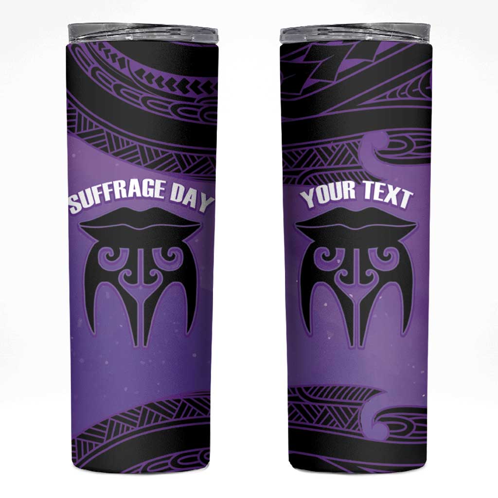 Personalised New Zealand Suffrage Day Skinny Tumbler Maori Tattoo Galaxy Vibe - Polynesian Pride