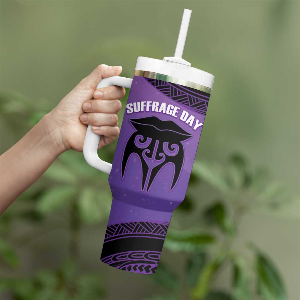 Personalised New Zealand Suffrage Day Tumbler With Handle Maori Tattoo Galaxy Vibe - Polynesian Pride