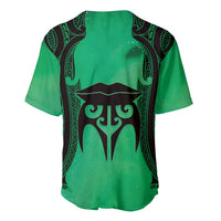 Personalised Moko Kauae New Zealand Baseball Jersey Maori Chin Tattoo Green - Polynesian Pride
