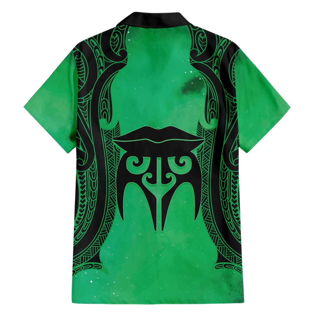 Personalised Moko Kauae New Zealand Hawaiian Shirt Maori Chin Tattoo Green - Polynesian Pride