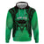 Personalised Moko Kauae New Zealand Hoodie Maori Chin Tattoo Green - Polynesian Pride