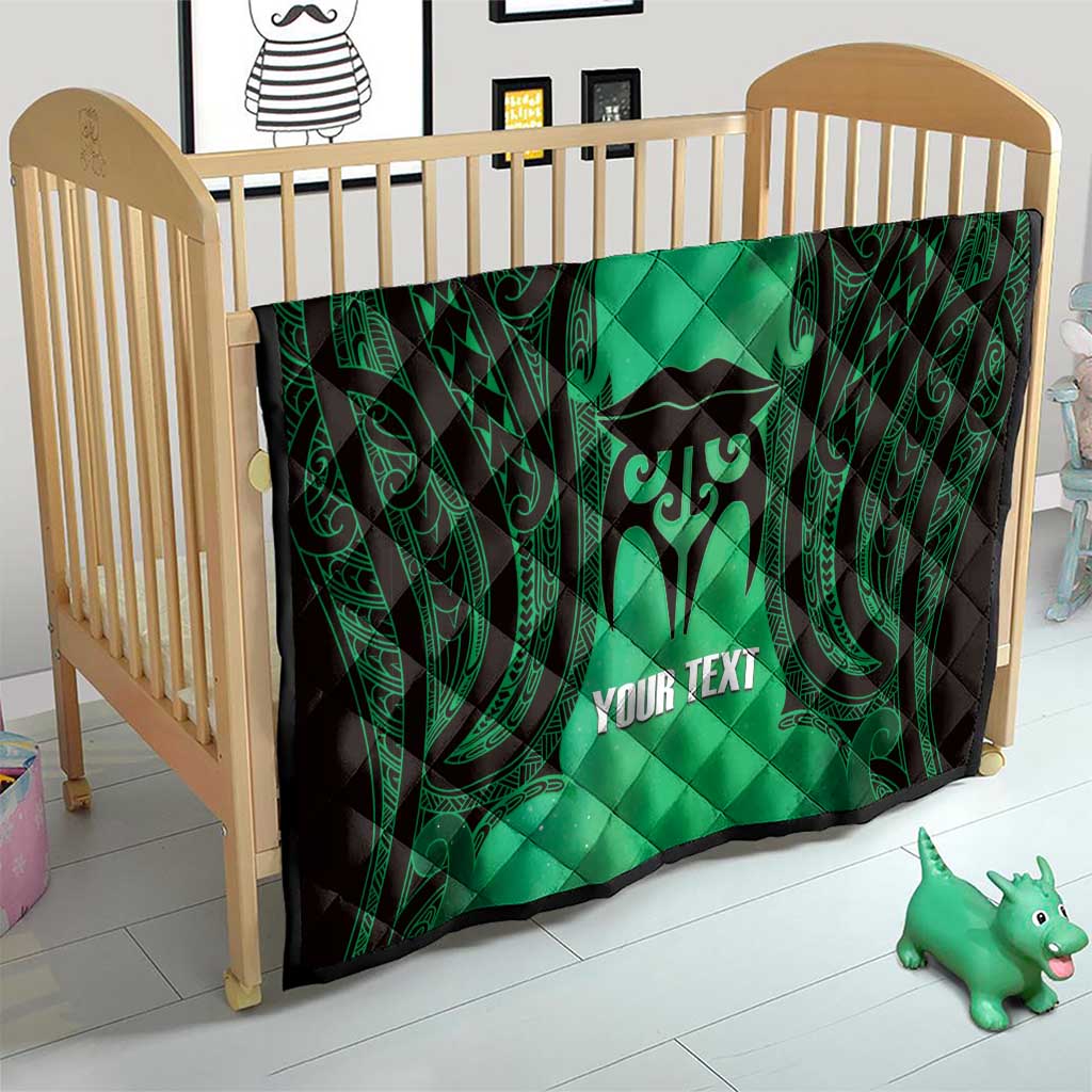 Personalised Moko Kauae New Zealand Quilt Maori Chin Tattoo Green - Polynesian Pride