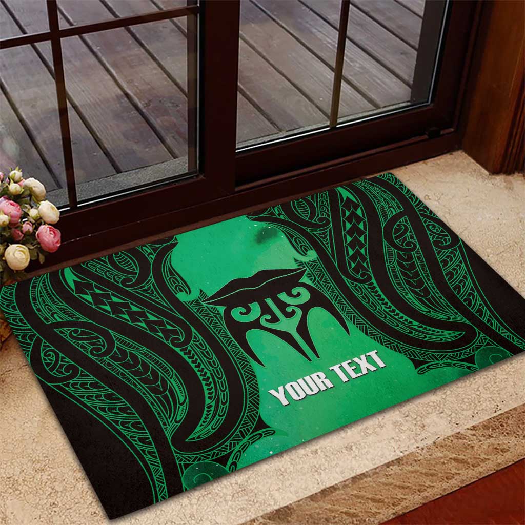 Personalised Moko Kauae New Zealand Rubber Doormat Maori Chin Tattoo Green LT14 - Polynesian Pride
