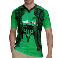 Personalised Moko Kauae New Zealand Rugby Jersey Maori Chin Tattoo Green - Polynesian Pride