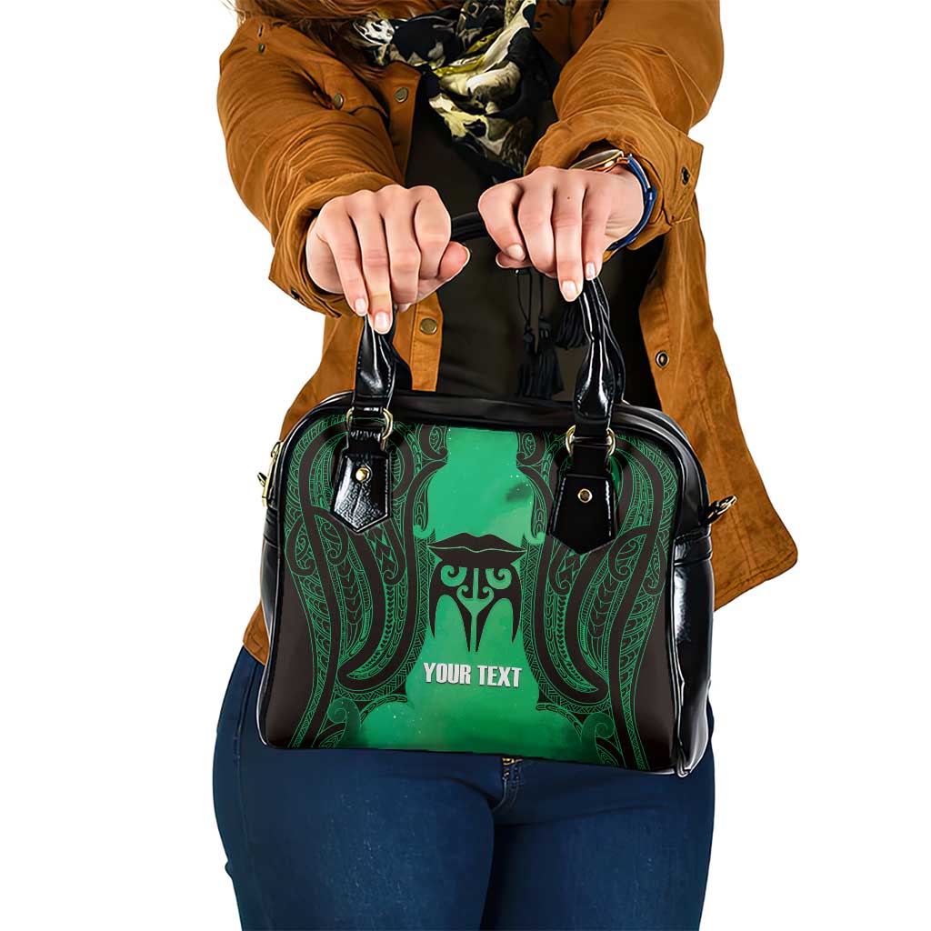 Personalised Moko Kauae New Zealand Shoulder Handbag Maori Chin Tattoo Green - Polynesian Pride