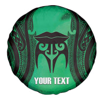 Personalised Moko Kauae New Zealand Spare Tire Cover Maori Chin Tattoo Green - Polynesian Pride