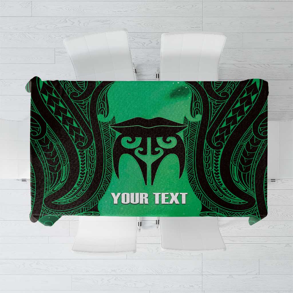Personalised Moko Kauae New Zealand Tablecloth Maori Chin Tattoo Green LT14 Green - Polynesian Pride