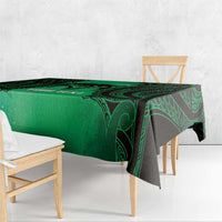 Personalised Moko Kauae New Zealand Tablecloth Maori Chin Tattoo Green LT14 - Polynesian Pride