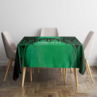 Personalised Moko Kauae New Zealand Tablecloth Maori Chin Tattoo Green LT14 - Polynesian Pride