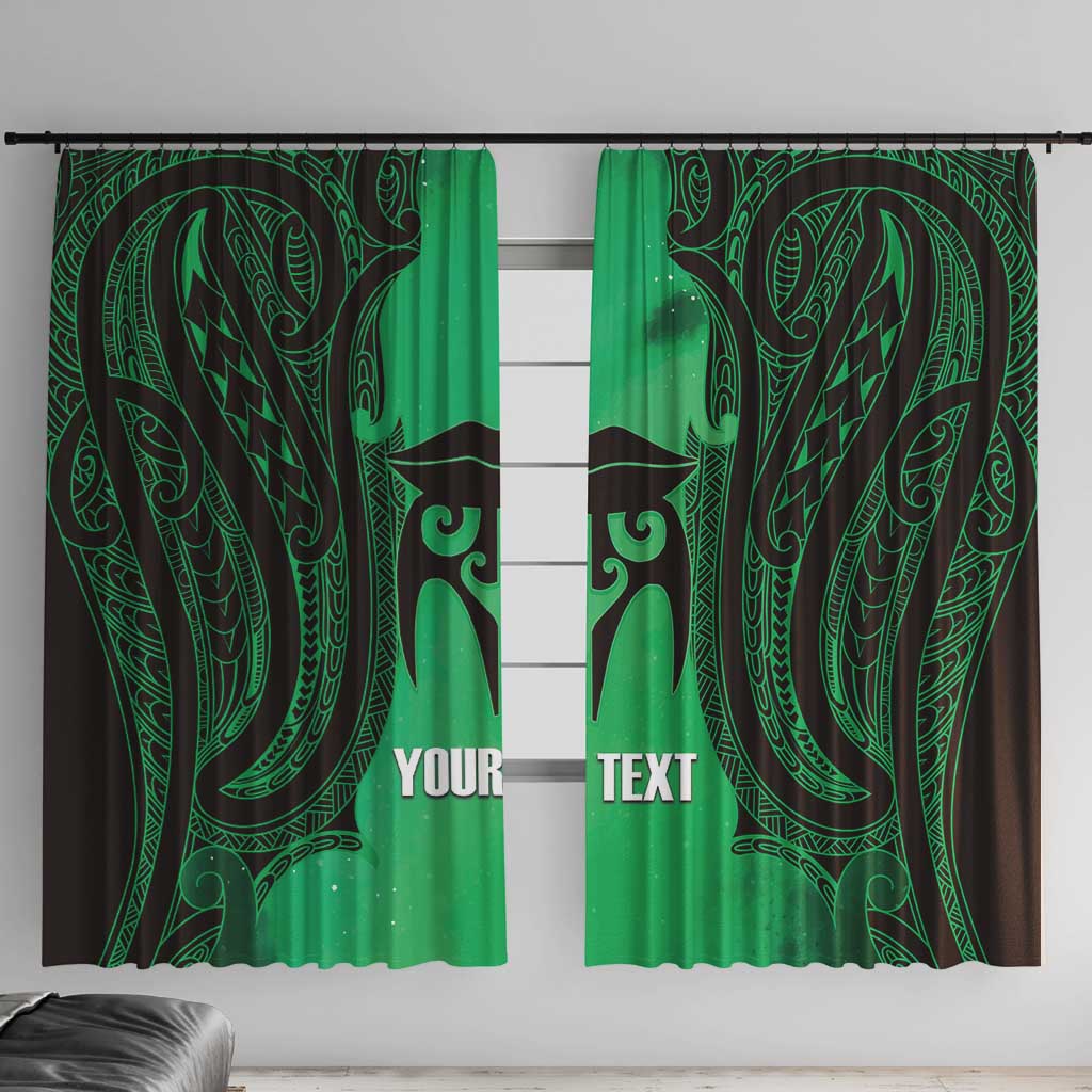 Personalised Moko Kauae New Zealand Window Curtain Maori Chin Tattoo Green - Polynesian Pride