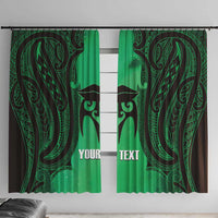 Personalised Moko Kauae New Zealand Window Curtain Maori Chin Tattoo Green - Polynesian Pride