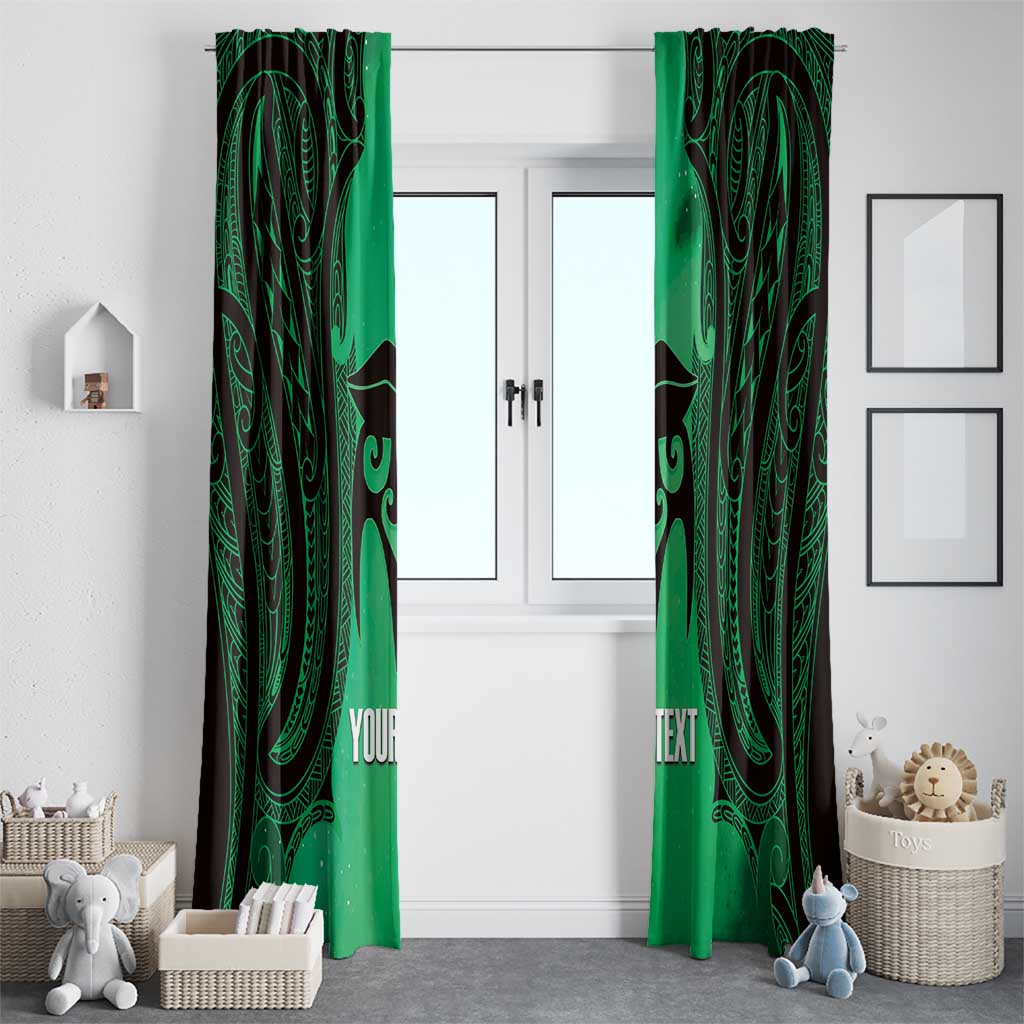 Personalised Moko Kauae New Zealand Window Curtain Maori Chin Tattoo Green - Polynesian Pride
