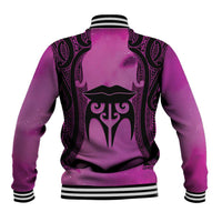 Personalised Moko Kauae New Zealand Baseball Jacket Maori Chin Tattoo Pink LT14 - Polynesian Pride