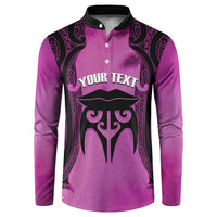 Personalised Moko Kauae New Zealand Button Sweatshirt Maori Chin Tattoo Pink LT14 Pink - Polynesian Pride