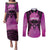 Personalised Moko Kauae New Zealand Couples Matching Puletasi and Long Sleeve Button Shirt Maori Chin Tattoo Pink - Polynesian Pride