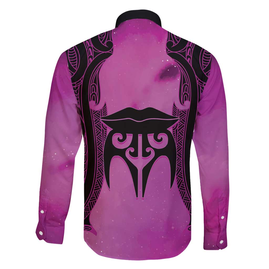 Personalised Moko Kauae New Zealand Family Matching Mermaid Dress and Hawaiian Shirt Maori Chin Tattoo Pink - Polynesian Pride