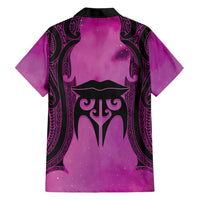 Personalised Moko Kauae New Zealand Family Matching Short Sleeve Bodycon Dress and Hawaiian Shirt Maori Chin Tattoo Pink - Polynesian Pride
