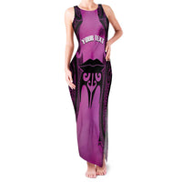 Personalised Moko Kauae New Zealand Family Matching Tank Maxi Dress and Hawaiian Shirt Maori Chin Tattoo Pink - Polynesian Pride