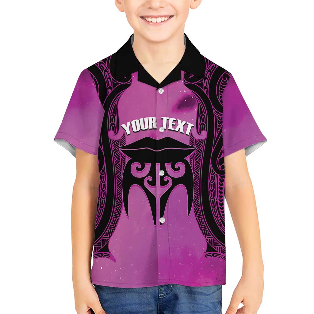 Personalised Moko Kauae New Zealand Kid Hawaiian Shirt Maori Chin Tattoo Pink - Polynesian Pride