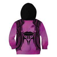 Personalised Moko Kauae New Zealand Kid Hoodie Maori Chin Tattoo Pink - Polynesian Pride