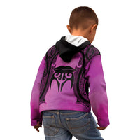 Personalised Moko Kauae New Zealand Kid Hoodie Maori Chin Tattoo Pink - Polynesian Pride