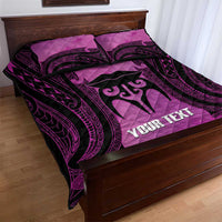 Personalised Moko Kauae New Zealand Quilt Bed Set Maori Chin Tattoo Pink - Polynesian Pride