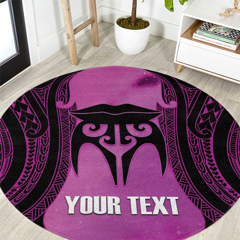 Personalised Moko Kauae New Zealand Round Carpet Maori Chin Tattoo Pink - Polynesian Pride
