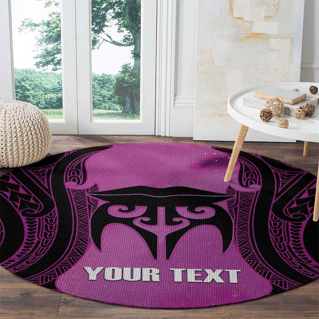 Personalised Moko Kauae New Zealand Round Carpet Maori Chin Tattoo Pink - Polynesian Pride