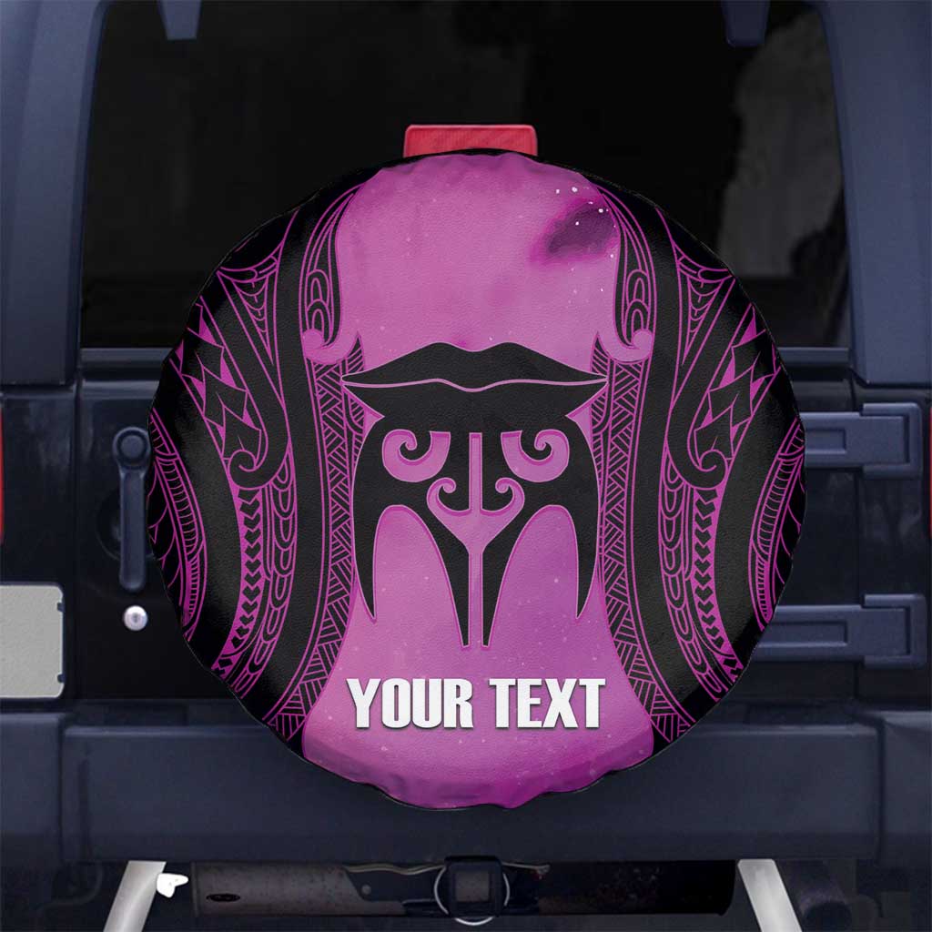 Personalised Moko Kauae New Zealand Spare Tire Cover Maori Chin Tattoo Pink - Polynesian Pride