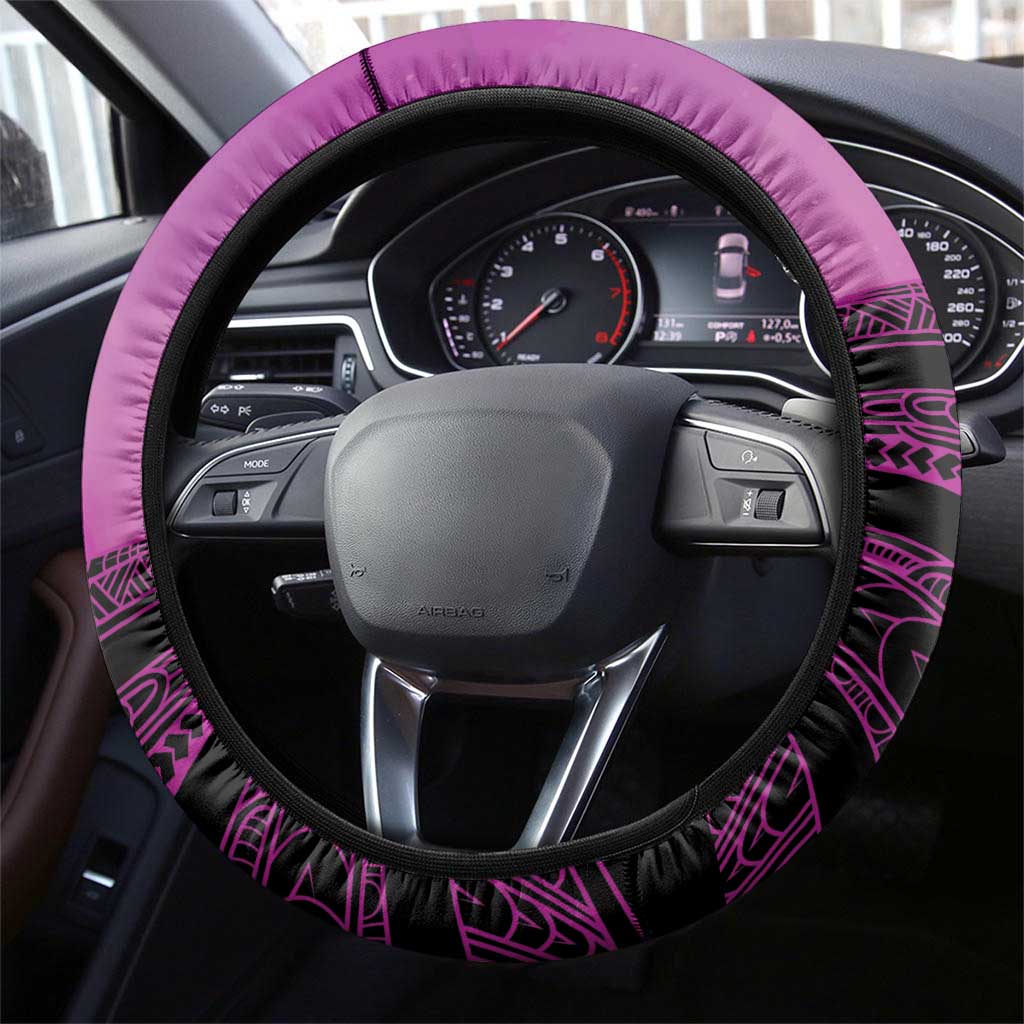 Moko Kauae New Zealand Steering Wheel Cover Maori Chin Tattoo Pink LT14 - Polynesian Pride