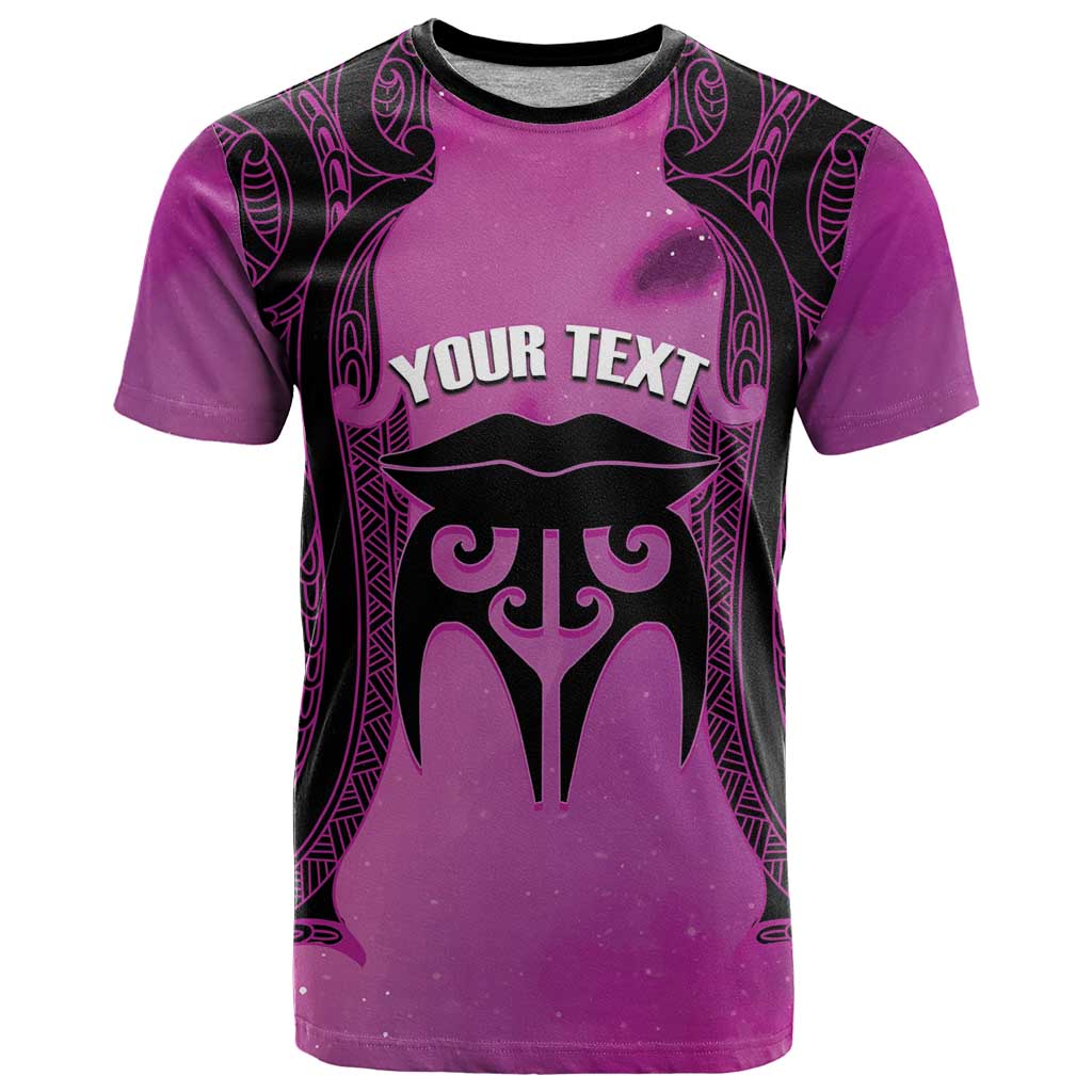 Personalised Moko Kauae New Zealand T Shirt Maori Chin Tattoo Pink - Polynesian Pride