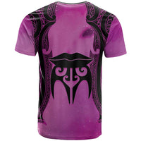 Personalised Moko Kauae New Zealand T Shirt Maori Chin Tattoo Pink - Polynesian Pride