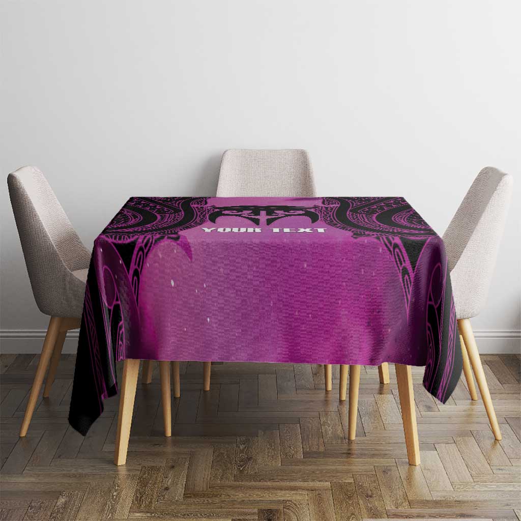 Personalised Moko Kauae New Zealand Tablecloth Maori Chin Tattoo Pink LT14 - Polynesian Pride