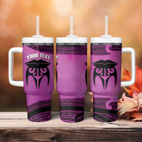 Personalised Moko Kauae New Zealand Tumbler With Handle Maori Chin Tattoo Pink - Polynesian Pride