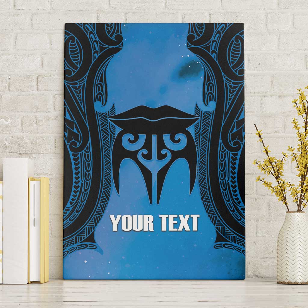 Personalised Moko Kauae New Zealand Canvas Wall Art Maori Chin Tattoo Blue LT14 Without Frame Blue - Polynesian Pride