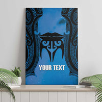 Personalised Moko Kauae New Zealand Canvas Wall Art Maori Chin Tattoo Blue LT14 - Polynesian Pride