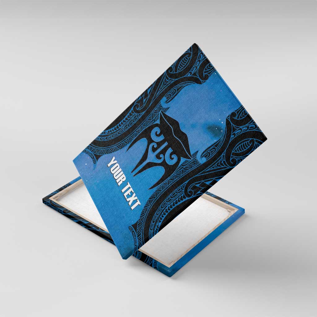 Personalised Moko Kauae New Zealand Canvas Wall Art Maori Chin Tattoo Blue LT14 With Frame Blue - Polynesian Pride