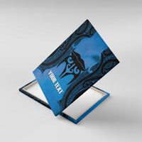 Personalised Moko Kauae New Zealand Canvas Wall Art Maori Chin Tattoo Blue LT14 With Frame Blue - Polynesian Pride