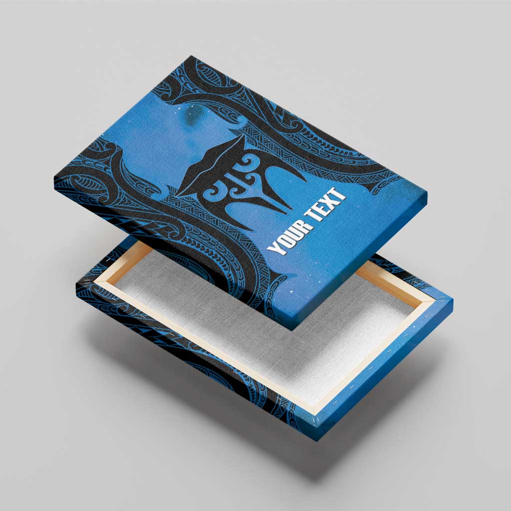 Personalised Moko Kauae New Zealand Canvas Wall Art Maori Chin Tattoo Blue LT14 - Polynesian Pride