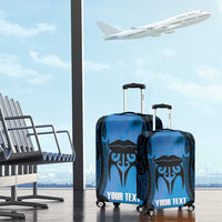 Personalised Moko Kauae New Zealand Luggage Cover Maori Chin Tattoo Blue - Polynesian Pride