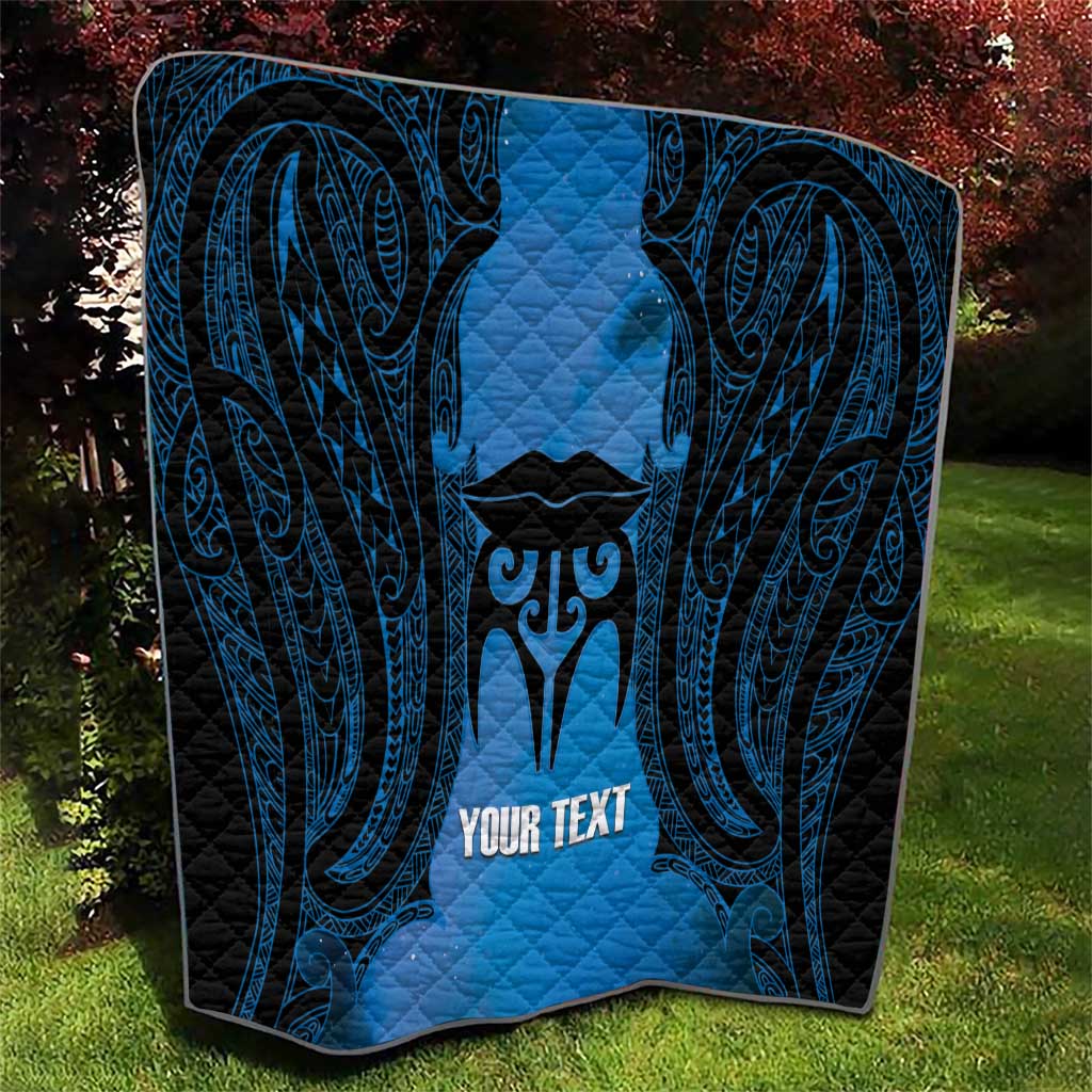 Personalised Moko Kauae New Zealand Quilt Maori Chin Tattoo Blue - Polynesian Pride
