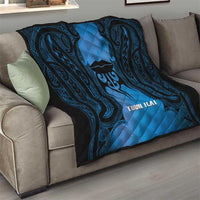 Personalised Moko Kauae New Zealand Quilt Maori Chin Tattoo Blue - Polynesian Pride