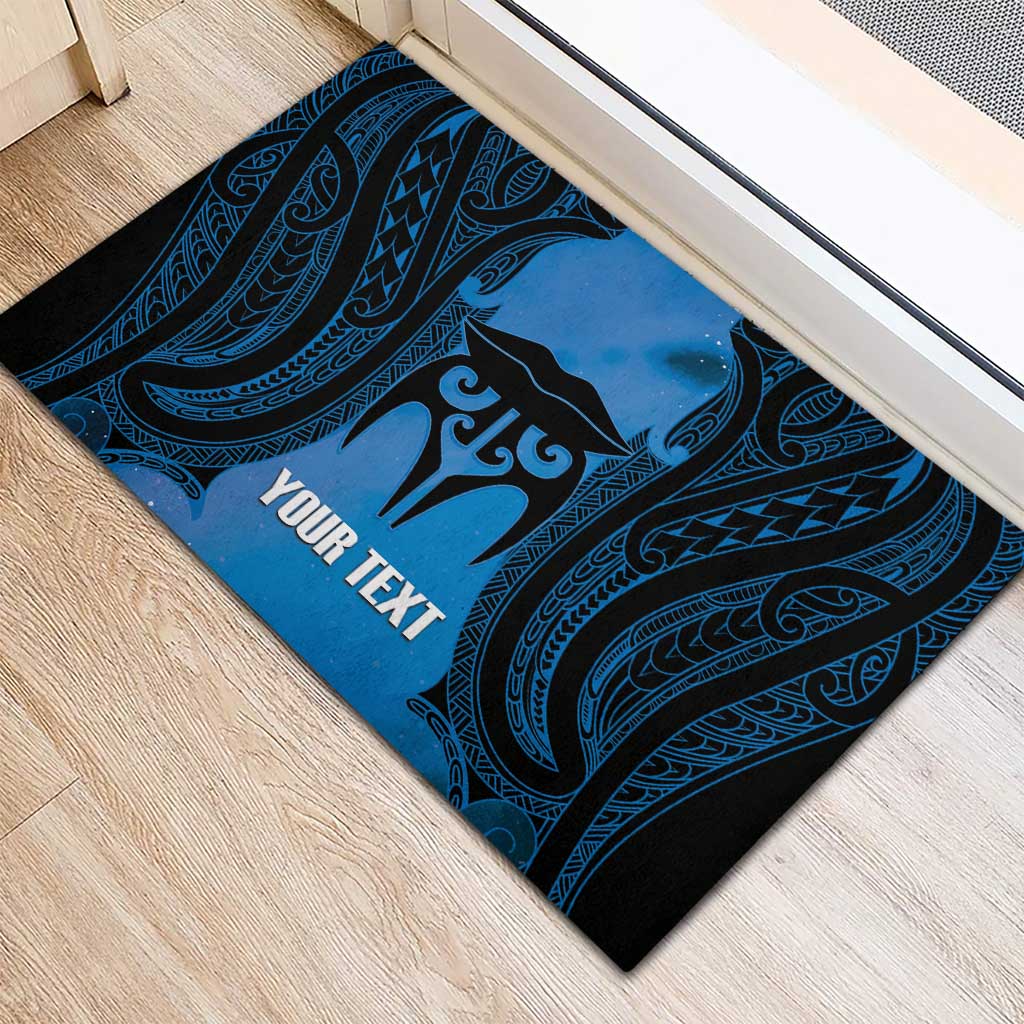 Personalised Moko Kauae New Zealand Rubber Doormat Maori Chin Tattoo Blue LT14 - Polynesian Pride