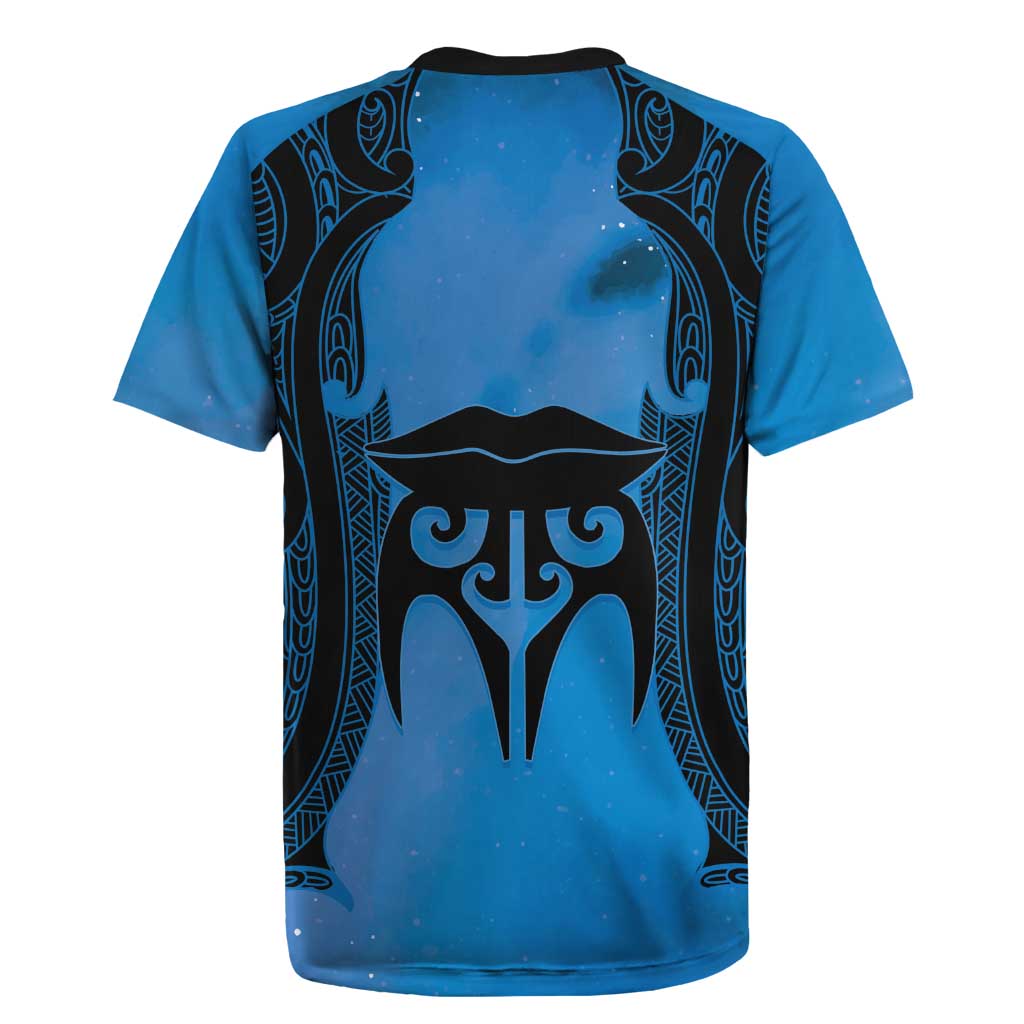 Personalised Moko Kauae New Zealand Rugby Jersey Maori Chin Tattoo Blue - Polynesian Pride