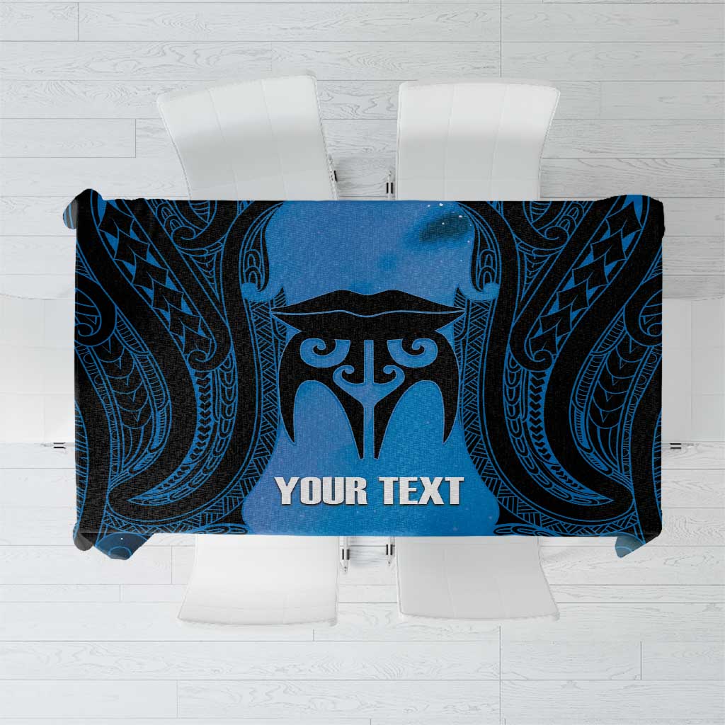 Personalised Moko Kauae New Zealand Tablecloth Maori Chin Tattoo Blue LT14 Blue - Polynesian Pride