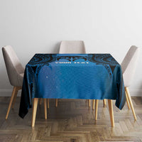 Personalised Moko Kauae New Zealand Tablecloth Maori Chin Tattoo Blue LT14 - Polynesian Pride